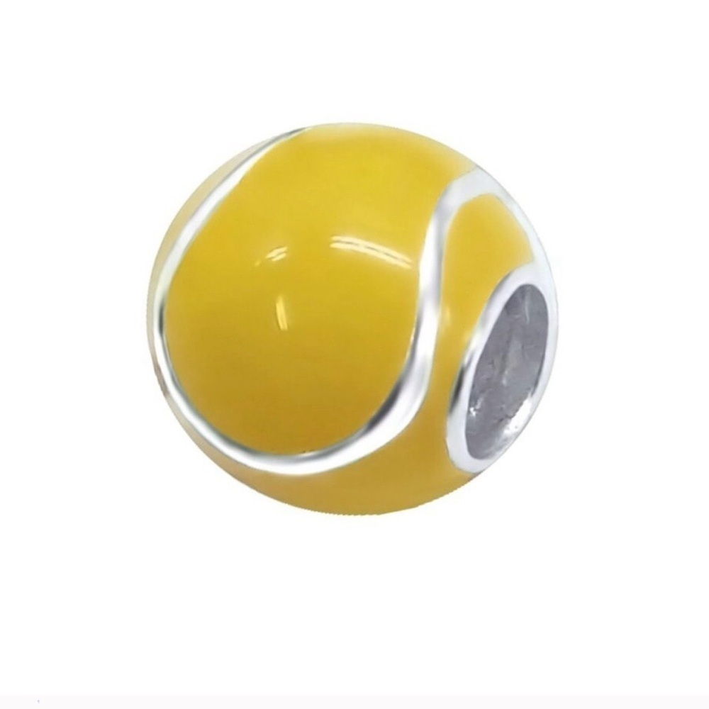 Yellow and Silver Tennis Ball Charm Bracelet